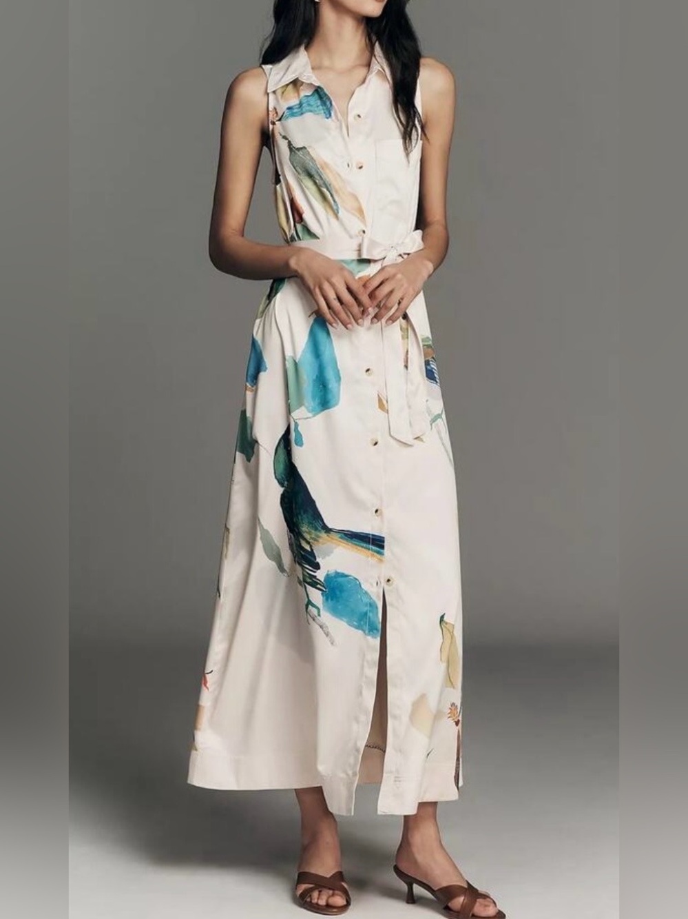 BEAUTIFUL Maeve Mona Maxi shirt dress with pockets NWT Size medium